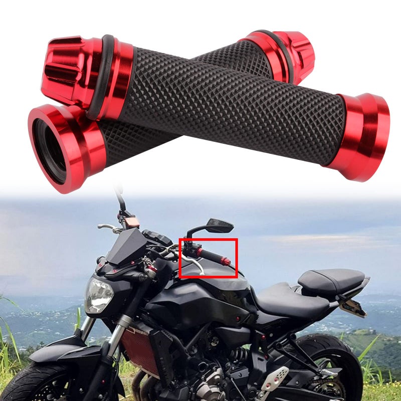 Rich Choices Custom Motorcycle Sport Bike CNC Aluminum 7/8" 22mm Handlebar Rubber Gel Hand Grips for Chopper Cruiser Bike - Image 1